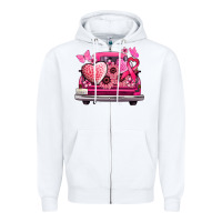 White cancer truck back view Zipper Hoodie - NancyCooperArtShop