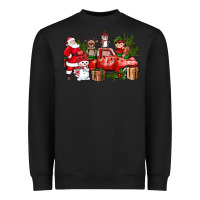 Santa Snowman Reindeer Penguin Elf Christmas Truck Heavyweight Sweatshirt | Teevron