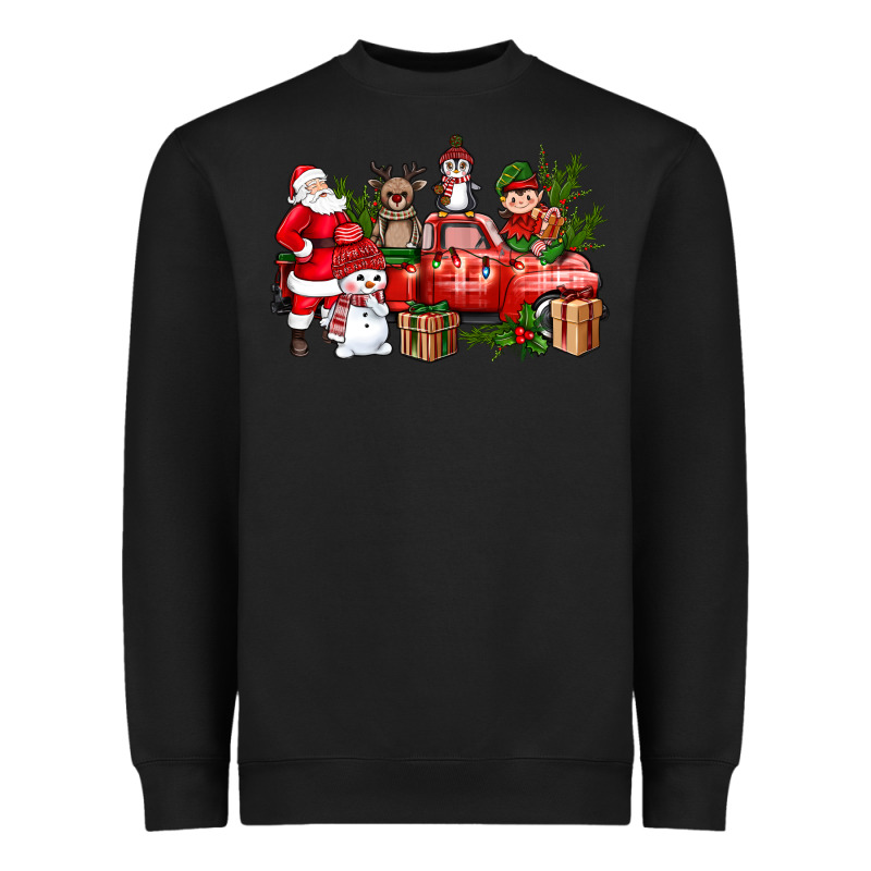 Santa Snowman Reindeer Penguin Elf Christmas Truck Heavyweight Sweatshirt by BundleAndBundleShop | Teevron
