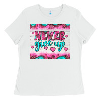 White never give up Ladies Tee - JahusDesignShop