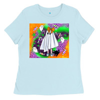 Baby Blue cute ghost halloween tumbler Ladies Tee - BundleAndBundleShop