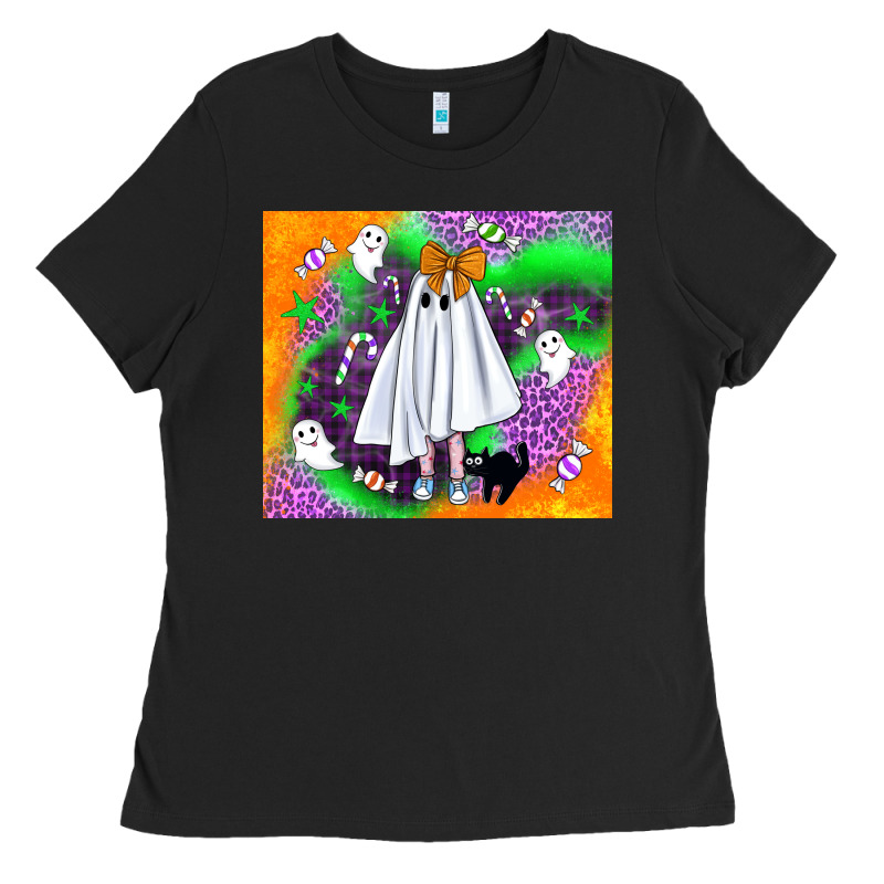 Cute Ghost Halloween Tumbler Ladies Tee by BundleAndBundleShop | Teevron