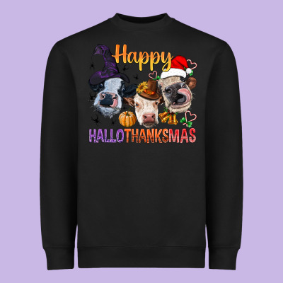 Happy Hallothanksmas Cows Heavyweight Sweatshirt Designed By Bundleandbundleshop