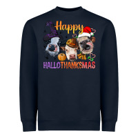 Navy Happy Hallothanksmas Cows Heavyweight Sweatshirt - BundleAndBundleShop