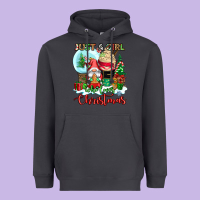 Just A Girl Who Loves Christmas Heavyweight Hoodie Designed By Cowgirlartshop