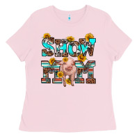 Bubblegum Pink show mom pig Ladies Tee - RanaPortraitStore