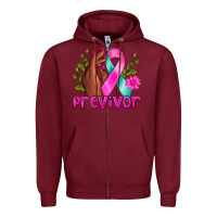 Burgundy Previvor Breast Cancer Zipper Hoodie - NancyCooperArtShop
