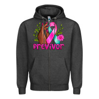 Charcoal Heather Previvor Breast Cancer Zipper Hoodie - NancyCooperArtShop