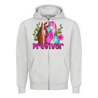 Dove Grey Previvor Breast Cancer Zipper Hoodie - NancyCooperArtShop