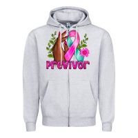 Heather Grey Previvor Breast Cancer Zipper Hoodie - NancyCooperArtShop