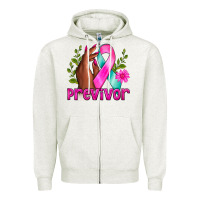 Oatmeal Heather Previvor Breast Cancer Zipper Hoodie - NancyCooperArtShop