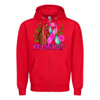Red Previvor Breast Cancer Zipper Hoodie - NancyCooperArtShop