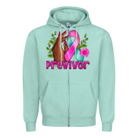 Seafoam Previvor Breast Cancer Zipper Hoodie - NancyCooperArtShop