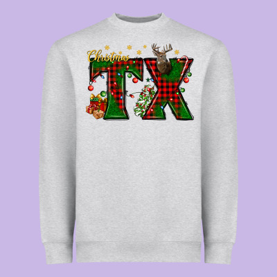 Christmas Texas With Deer Heavyweight Sweatshirt Designed By Bundleandbundleshop