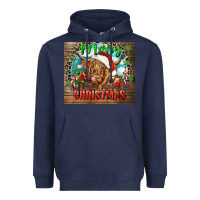 Navy merry christmas heifer cow Heavyweight Hoodie - CowGirlArtShop