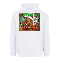 White merry christmas heifer cow Heavyweight Hoodie - CowGirlArtShop