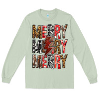 Matcha Merry Merry Merry Christmas Lightning Bolt Long Sleeve Tee - BundleAndBundleShop
