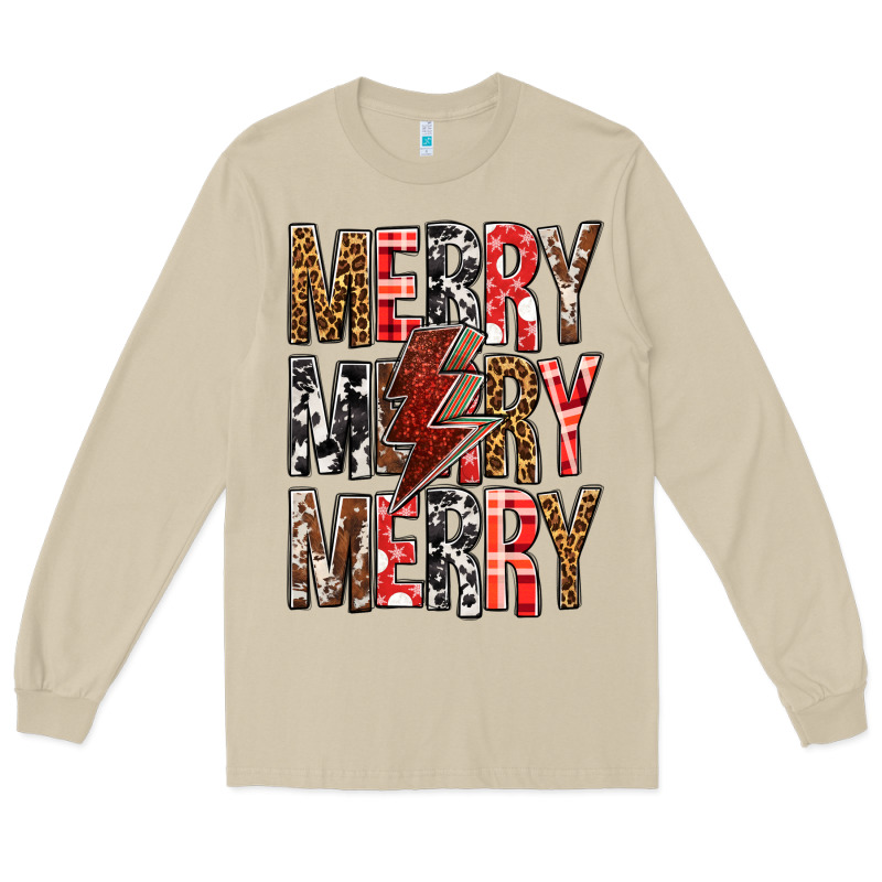 Merry Merry Merry Christmas Lightning Bolt Long Sleeve Tee by BundleAndBundleShop | Teevron