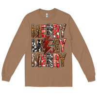 Toasted Coconut Merry Merry Merry Christmas Lightning Bolt Long Sleeve Tee - BundleAndBundleShop