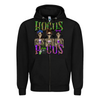 Black Hocus Pocus with Skeletons Zipper Hoodie - texasbilliewilder