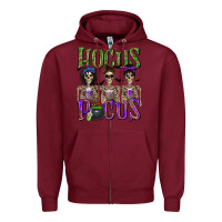 Burgundy Hocus Pocus with Skeletons Zipper Hoodie - texasbilliewilder