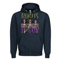 Navy Hocus Pocus with Skeletons Zipper Hoodie - texasbilliewilder
