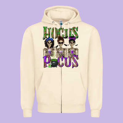 Hocus Pocus With Skeletons Zipper Hoodie Designed By Texasbilliewilder