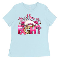 Baby Blue breast cancer together we fight with baseball Ladies Tee - Artiststas