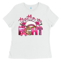White breast cancer together we fight with baseball Ladies Tee - Artiststas