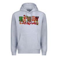 Heather Grey howdy christmas gingerman bread with cowboy Premium Hoodie - CowGirlArtShop