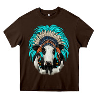 Chocolate Brown holstein indian headdress Heavy Core Tee - JahusDesignShop