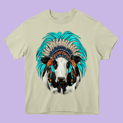 Holstein Indian Headdress Heavy Core Tee Designed By Jahusdesignshop
