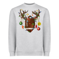 Heather Grey American Football Horn Christmas Heavyweight Sweatshirt - BundleAndBundleShop