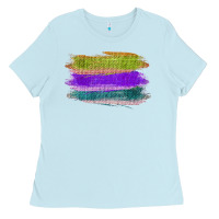 Baby Blue Green Purple Cyan Colored Triple Brush Strokes Ladies Tee - Bettercallsaul
