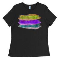 Black Green Purple Cyan Colored Triple Brush Strokes Ladies Tee - Bettercallsaul