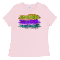 Bubblegum Pink Green Purple Cyan Colored Triple Brush Strokes Ladies Tee - Bettercallsaul