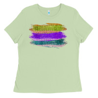 Matcha Green Purple Cyan Colored Triple Brush Strokes Ladies Tee - Bettercallsaul