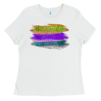 White Green Purple Cyan Colored Triple Brush Strokes Ladies Tee - Bettercallsaul