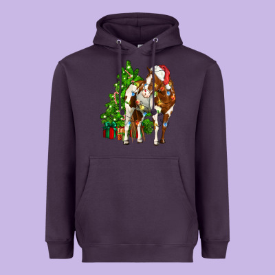 American Paint Horse Christmas Tree Heavyweight Hoodie Designed By Cowgirlartshop