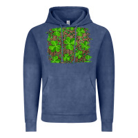 Vintage Denim st patrick's day shamrock and leopard distressed background Vintage Hoodie - RanaPortraitStore