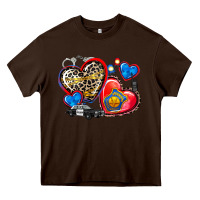 Chocolate Brown western leopard  police hearts Heavy Core Tee - AdoDesignShop