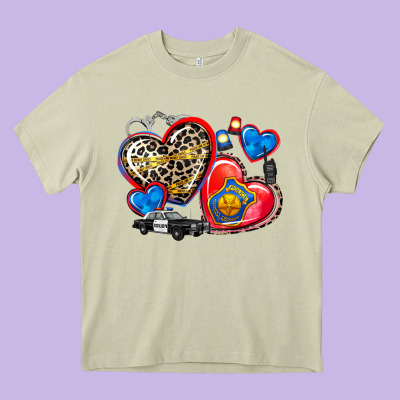 Western Leopard  Police Hearts Heavy Core Tee Designed By Adodesignshop