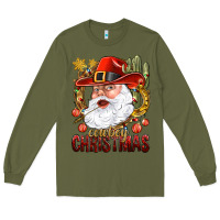 Army Green Cowboy Christmas Santa Long Sleeve Tee - BundleAndBundleShop
