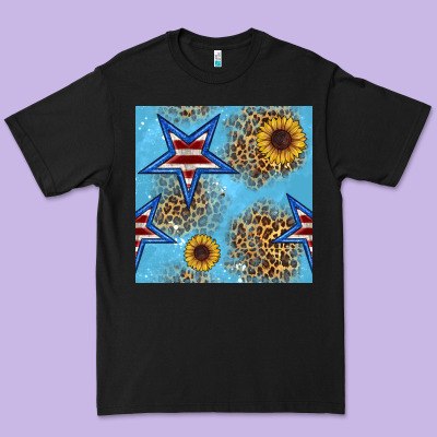 American Star And Sunflower Seamless  Pattern Premium Tee Designed By Bundleandbundleshop
