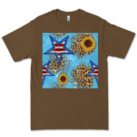 Cacao american star and sunflower seamless  pattern Premium Tee - BundleAndBundleShop