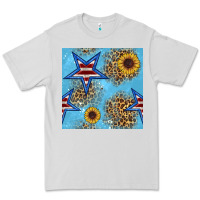 Dove Grey american star and sunflower seamless  pattern Premium Tee - BundleAndBundleShop