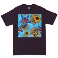 Plum american star and sunflower seamless  pattern Premium Tee - BundleAndBundleShop
