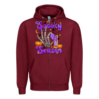 Burgundy Spooky Season On Zipper Hoodie - texasbilliewilder