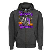 Charcoal Heather Spooky Season On Zipper Hoodie - texasbilliewilder