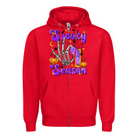 Red Spooky Season On Zipper Hoodie - texasbilliewilder